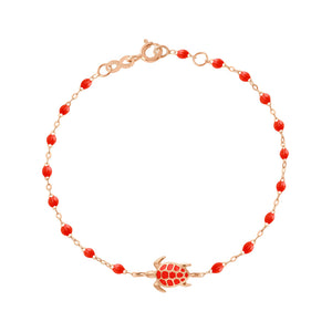 Gigi Clozeau - Bracelet corail Tortue, or rose, 17 cm
