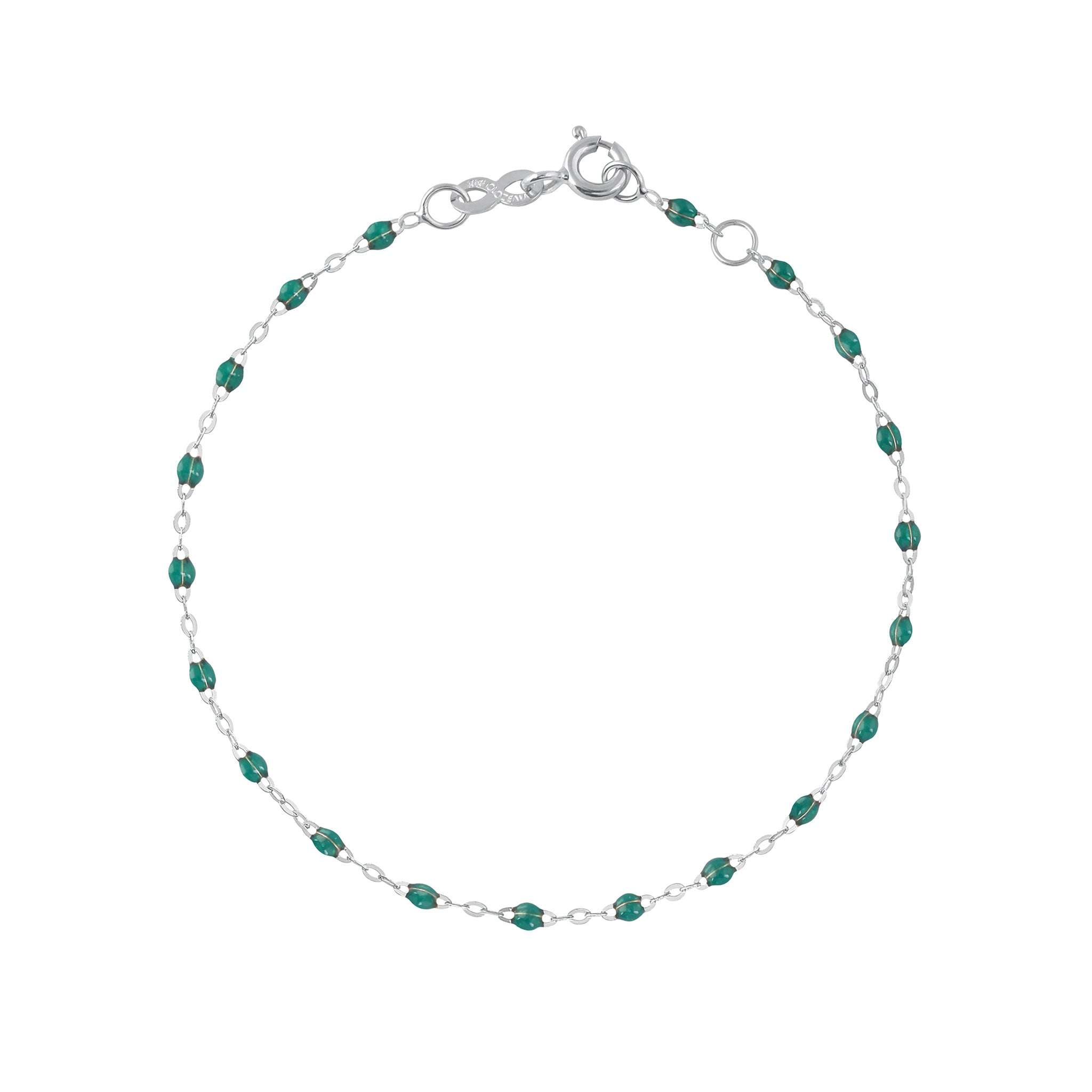 Gigi Clozeau - Bracelet emeraude Classique Gigi, or blanc, 24 cm