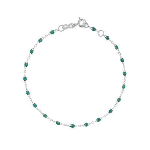 Gigi Clozeau - Bracelet emeraude Classique Gigi, or blanc, 24 cm