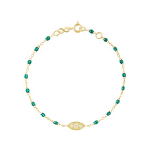 Gigi Clozeau - Bracelet émeraude Clin d’œil diamants, or jaune, 17 cm