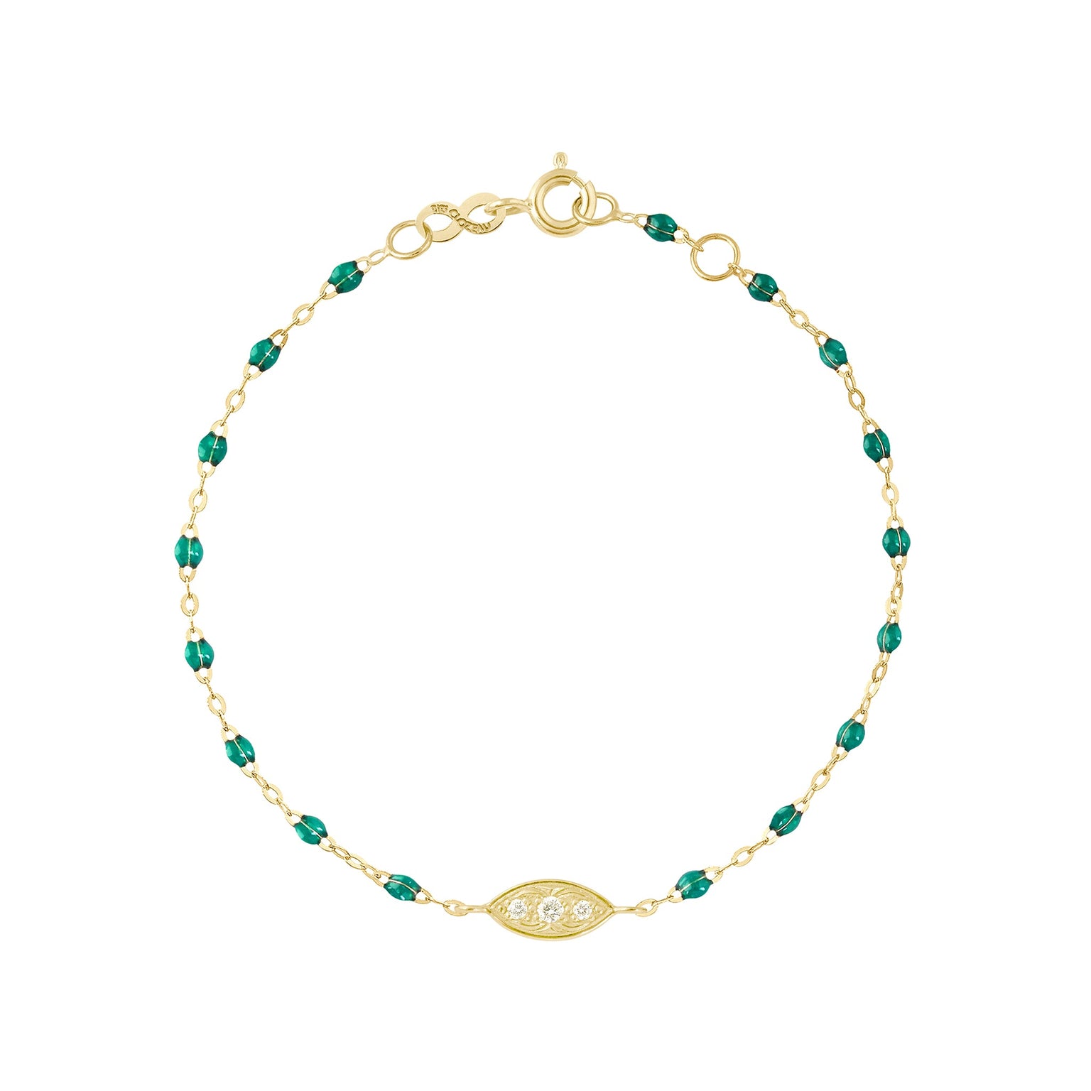 Gigi Clozeau - Bracelet émeraude Clin d’œil diamants, or jaune, 17 cm