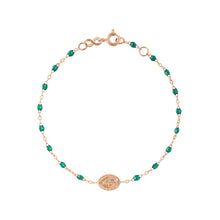 Gigi Clozeau - Bracelet émeraude Madone or rose, 17 cm 