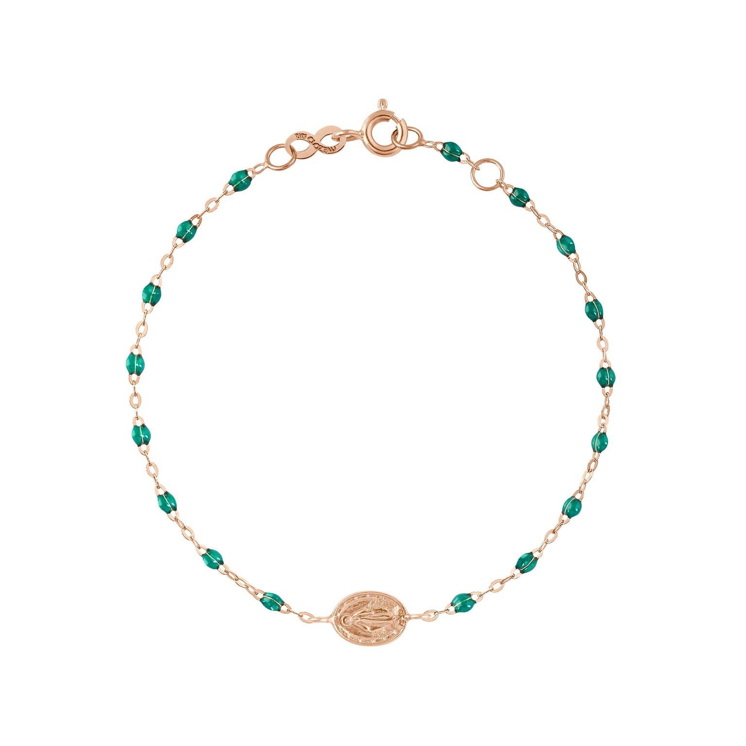 Gigi Clozeau - Bracelet émeraude Madone or rose, 17 cm 