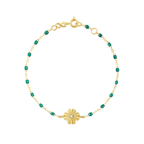 Gigi Clozeau - Bracelet émeraude Trèfle Lumière, diamant, or jaune, 17 cm