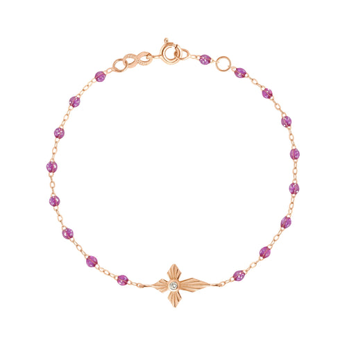 Gigi Clozeau - Bracelet galaxy Croix Lumière, diamant, or rose, 17 cm