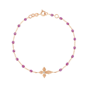 Gigi Clozeau - Bracelet galaxy Croix Lumière, diamant, or rose, 17 cm