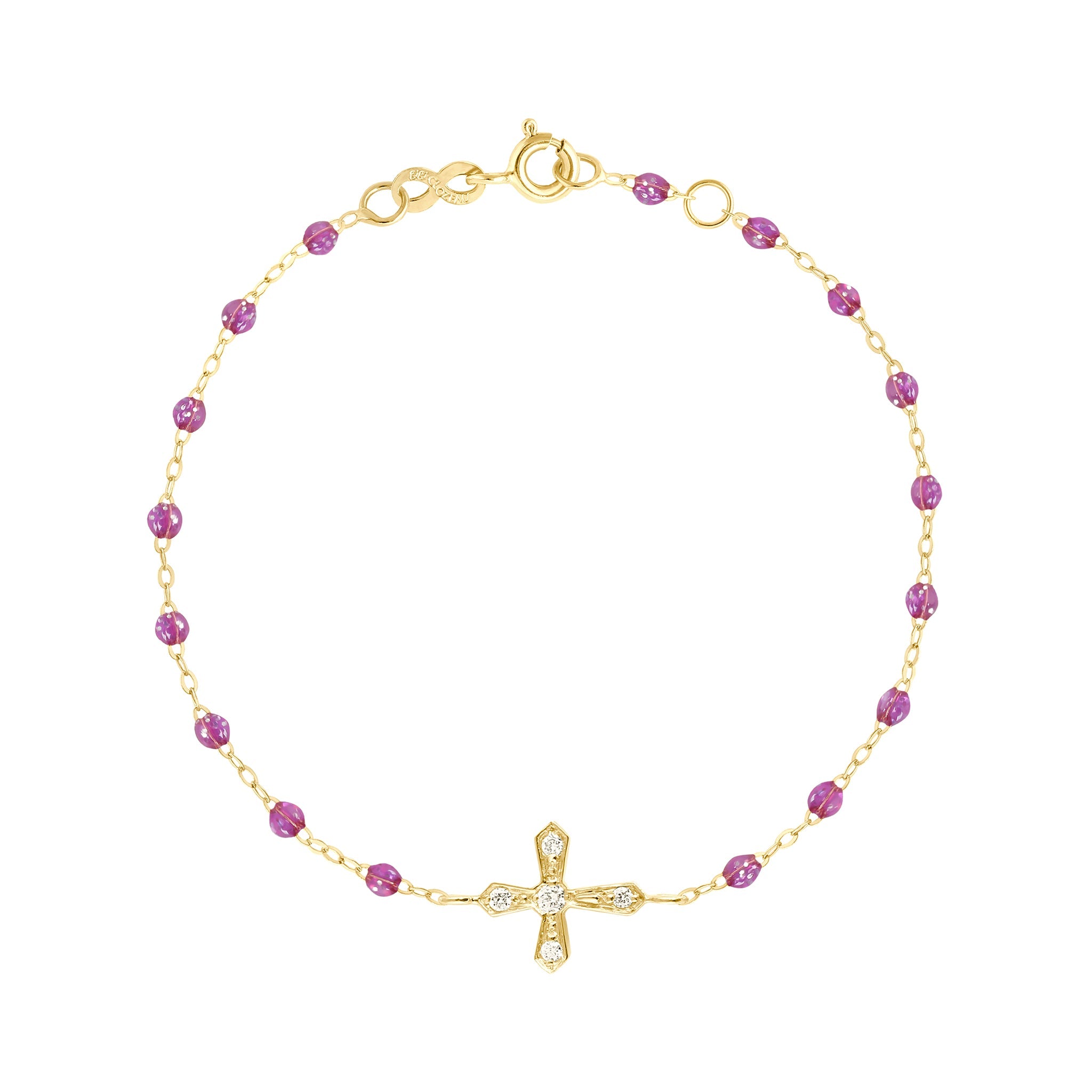 Gigi Clozeau - Bracelet galaxy Croix Vintage, diamants, or jaune, 17 cm