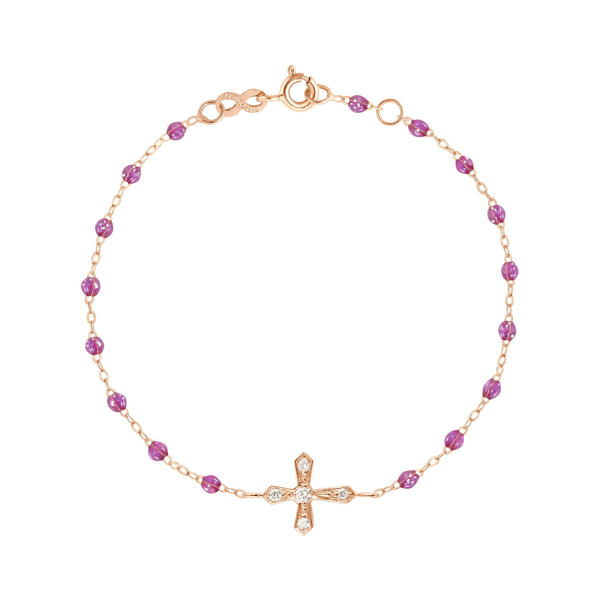 Gigi Clozeau - Bracelet galaxy Croix Vintage, diamants, or rose, 17 cm