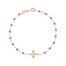 Gigi Clozeau - Bracelet galaxy Croix Vintage, diamants, or rose, 17 cm