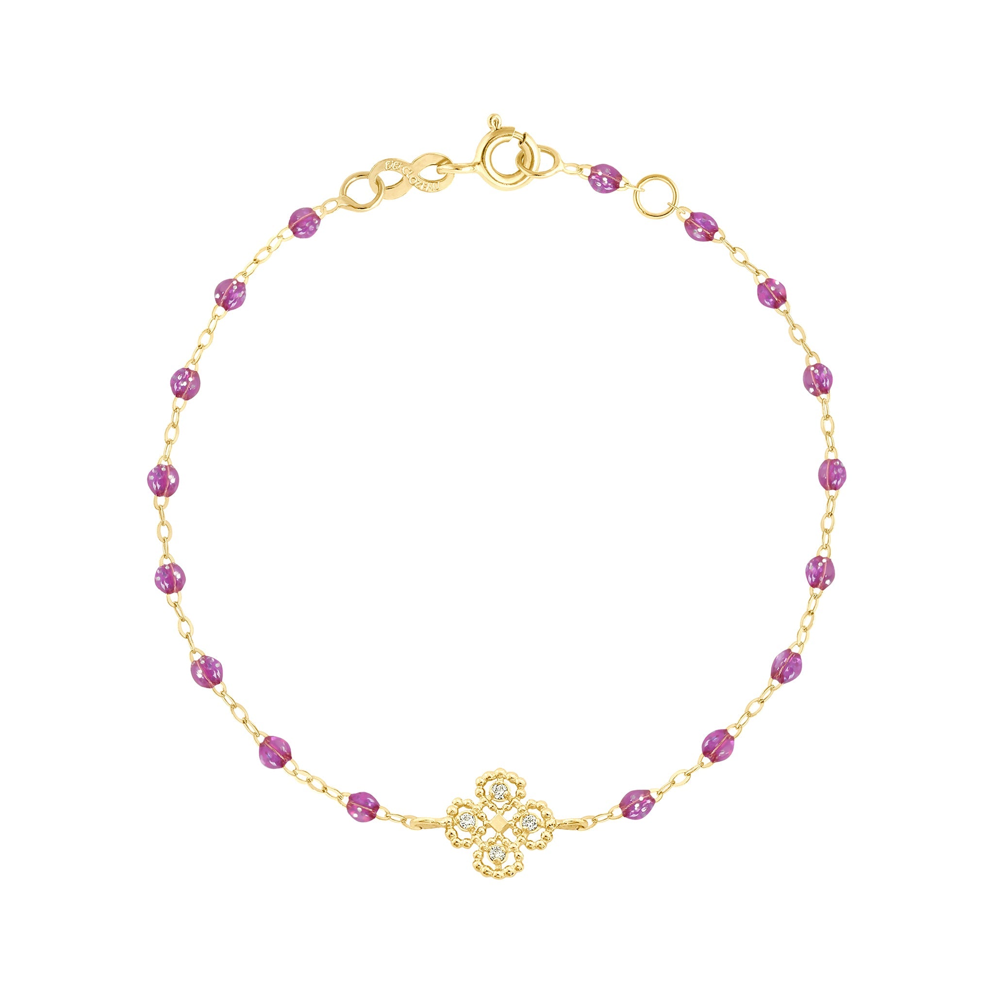Gigi Clozeau - Bracelet galaxy Lucky Trèfle, diamants, or jaune, 17 cm