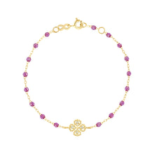 Gigi Clozeau - Bracelet galaxy Lucky Trèfle, diamants, or jaune, 17 cm
