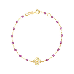 Gigi Clozeau - Bracelet galaxy Lucky Trèfle, diamants, or jaune, 17 cm