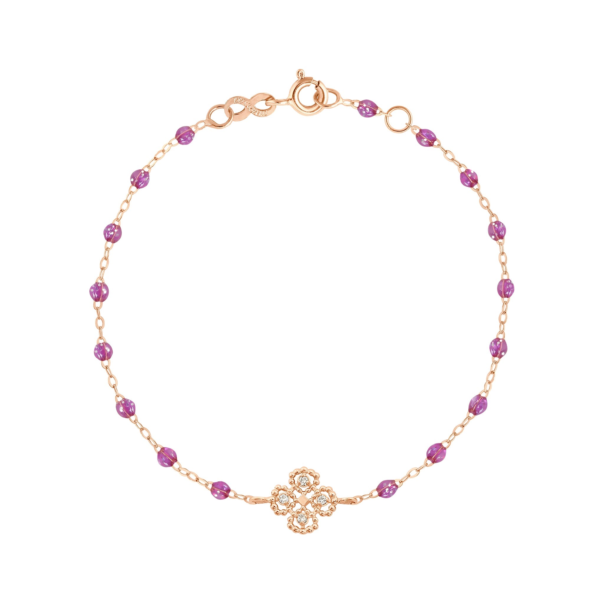 Gigi Clozeau - Bracelet galaxy Lucky Trèfle, diamants, or rose, 17 cm