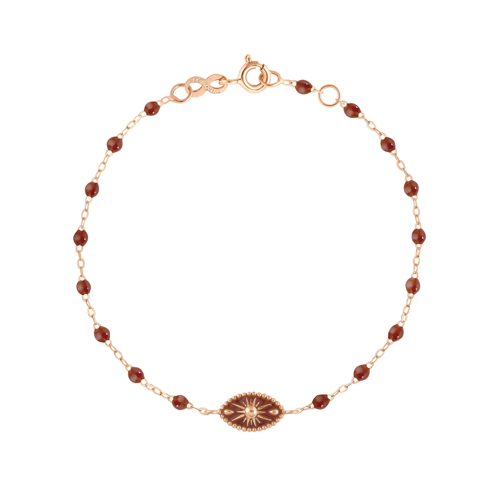 Gigi Clozeau - Bracelet Karma résine moka, or rose, 17cm