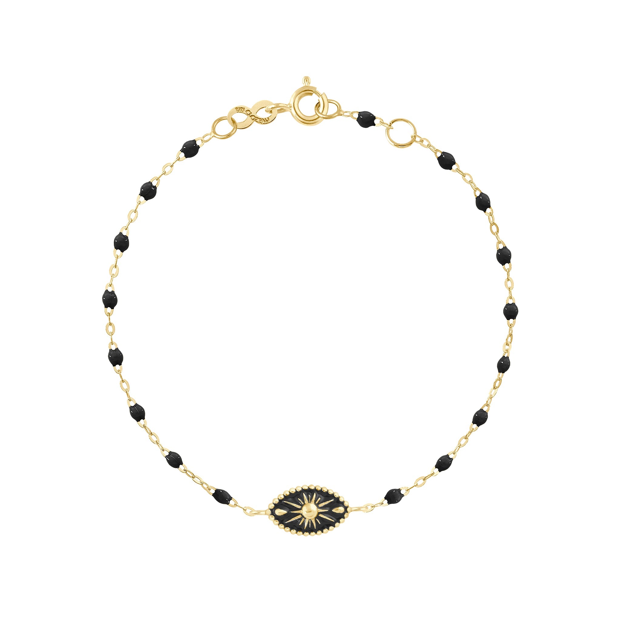 Gigi Clozeau - Bracelet Karma résine noire, or jaune, 17cm