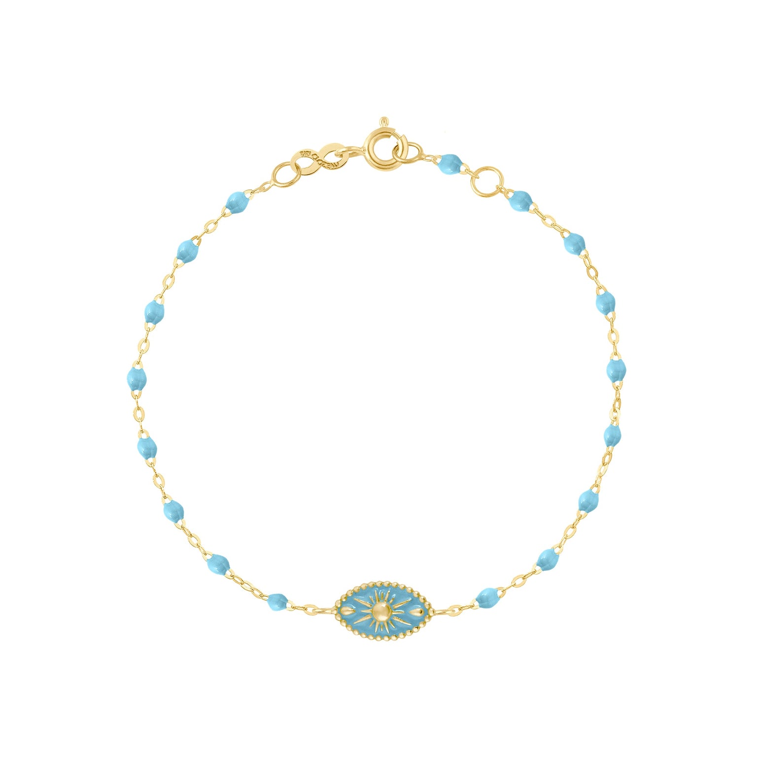 Gigi Clozeau - Bracelet Karma résine turquoise, or jaune, 17cm