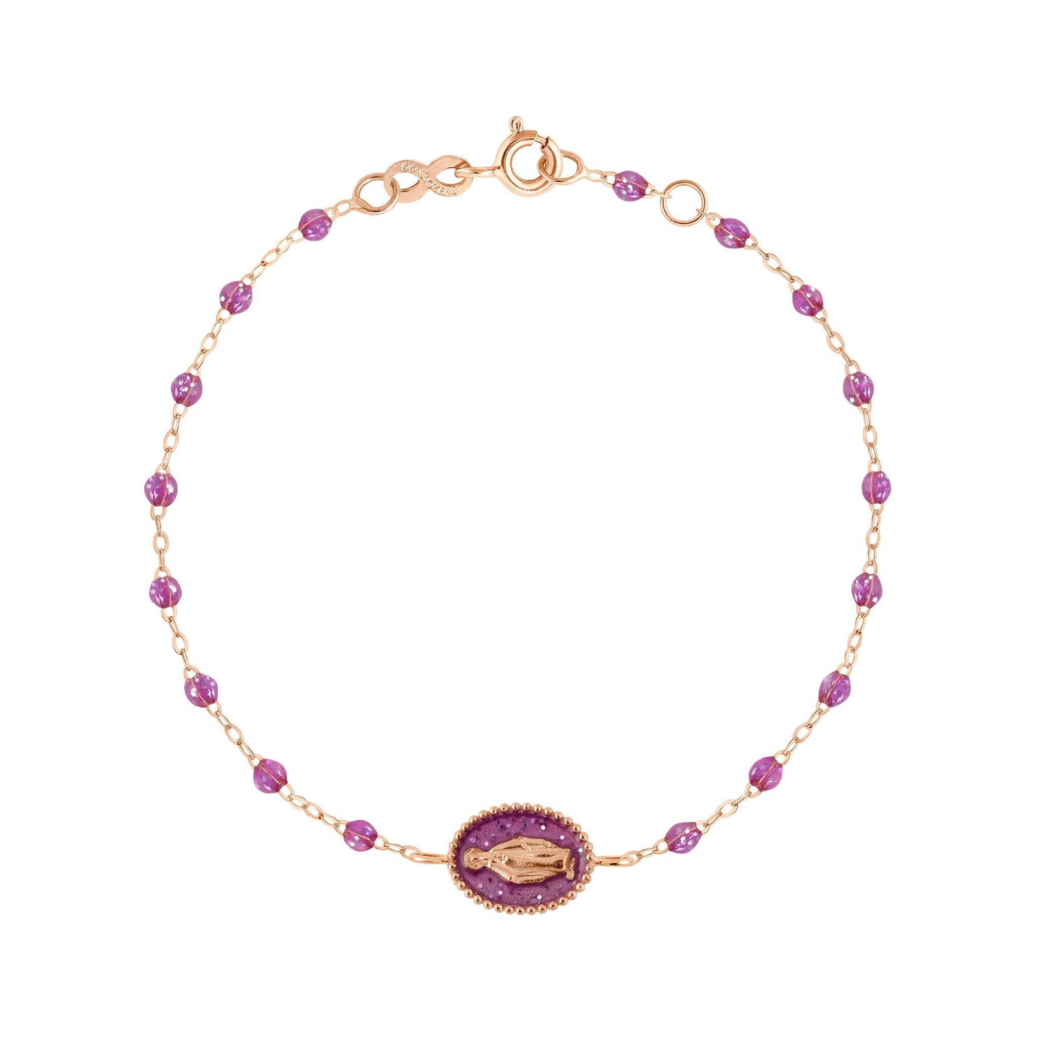 Gigi Clozeau - Bracelet Madone résine galaxy, or rose, 17 cm