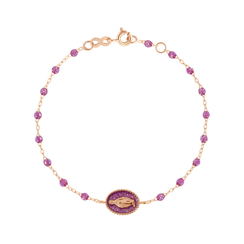 Gigi Clozeau - Bracelet Madone résine galaxy, or rose, 17 cm