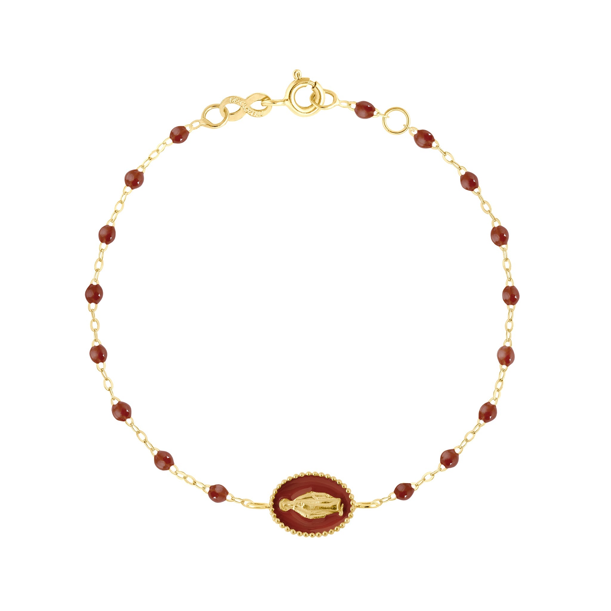 Gigi Clozeau - Bracelet Madone résine moka, or jaune, 17 cm