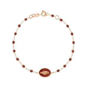 Gigi Clozeau - Bracelet Madone résine moka, or rose, 17 cm