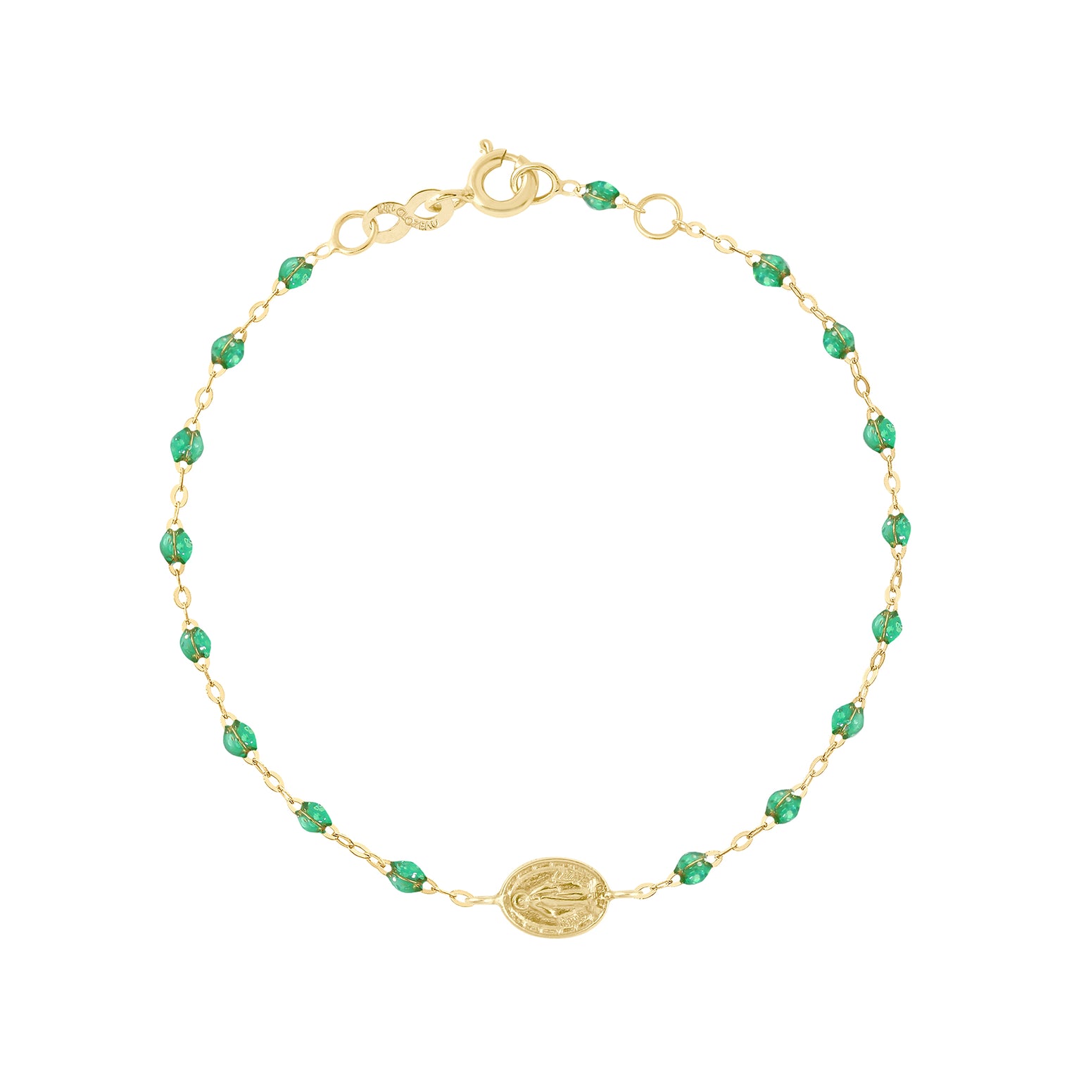 Gigi Clozeau - Bracelet menthe Madone or jaune, 17 cm