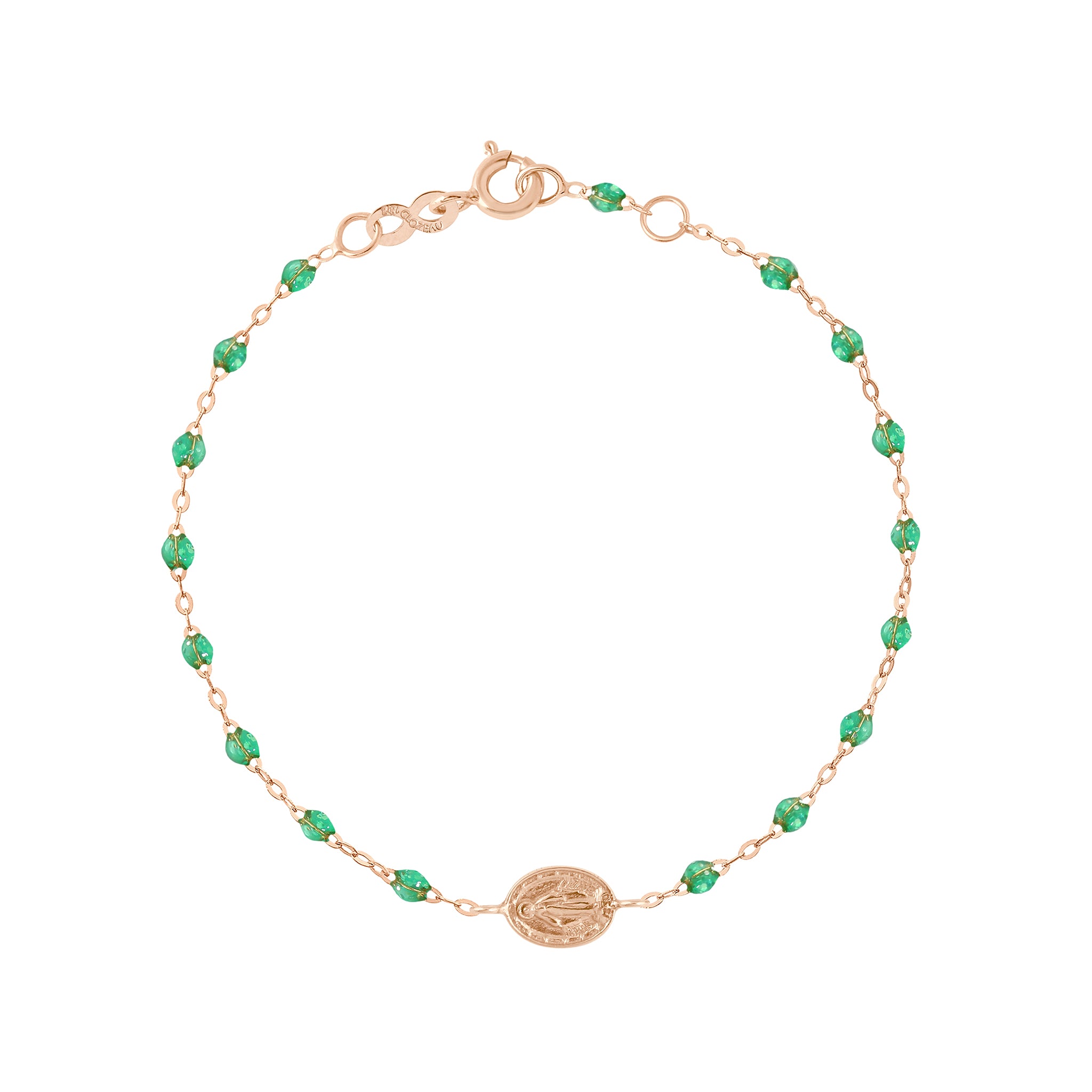 Gigi Clozeau - Bracelet menthe Madone or rose, 17 cm