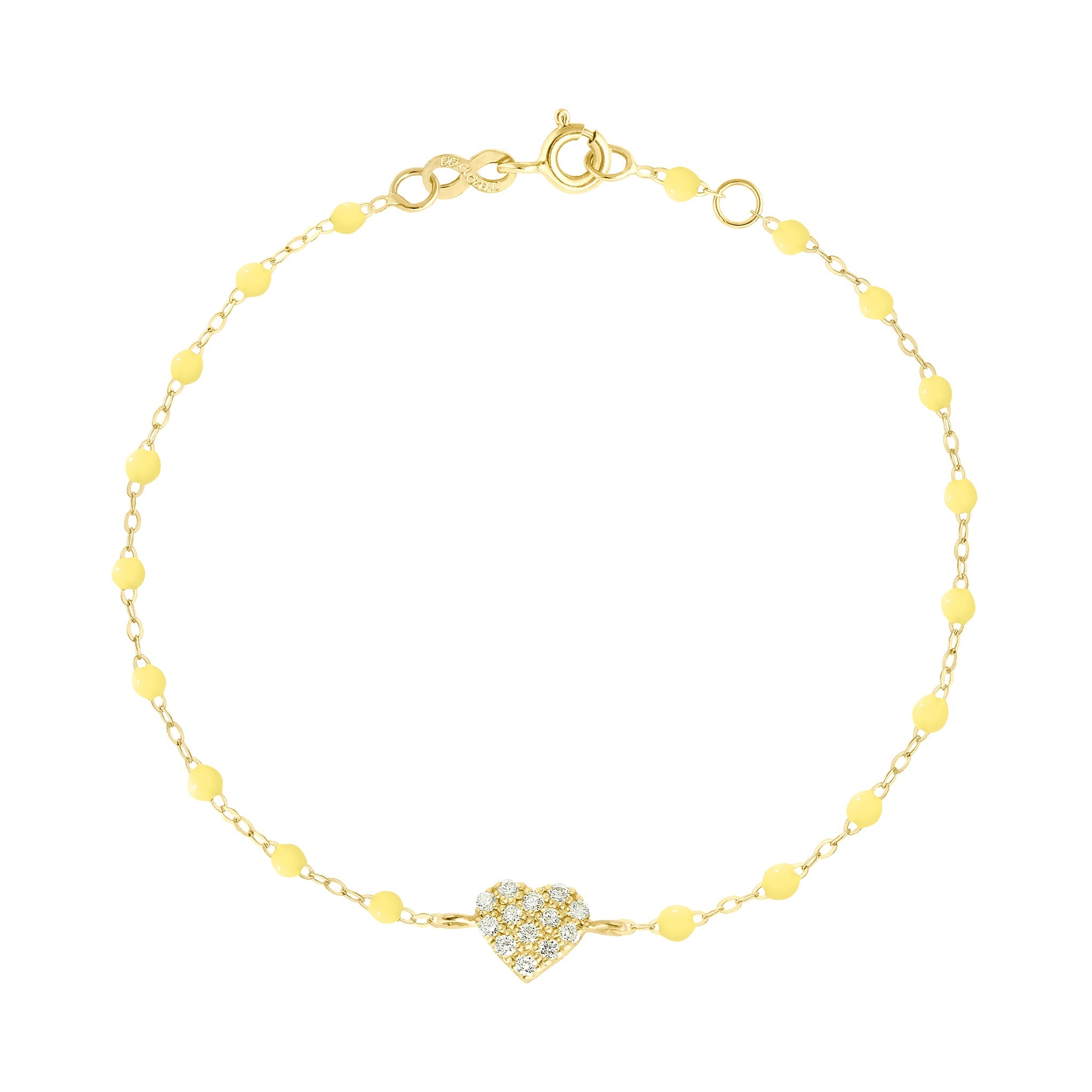 Gigi Clozeau - Bracelet mimosa Cœur In Love, Diamants, or jaune, 17 cm
