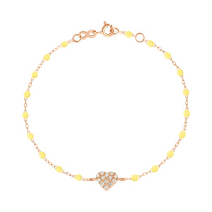 Gigi Clozeau - Bracelet mimosa Cœur In Love, Diamants, or rose, 17 cm