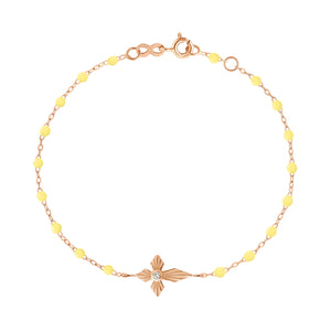Gigi Clozeau - Bracelet mimosa Croix Lumière, Diamants, or rose, 17 cm