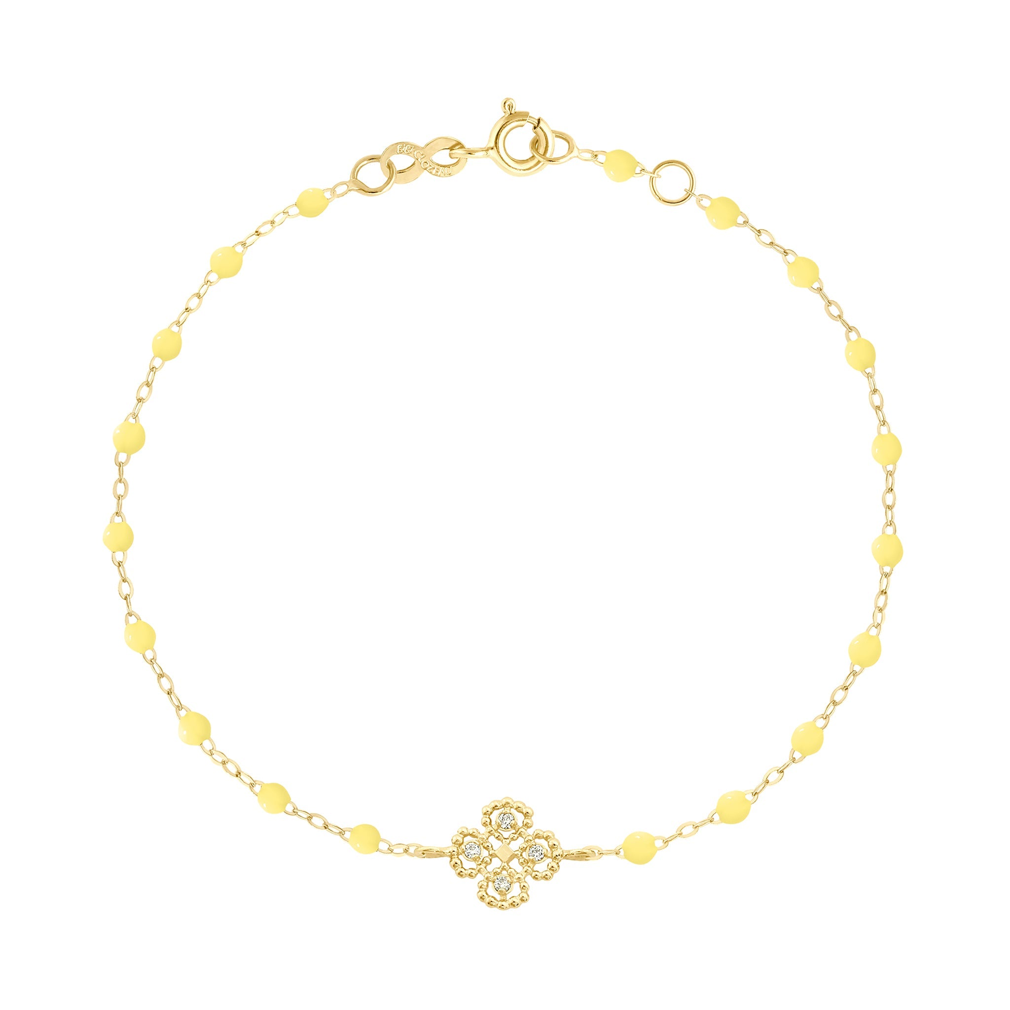 Gigi Clozeau - Bracelet mimosa Lucky Trèfle, Diamants, or jaune, 17 cm