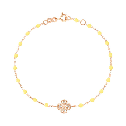Gigi Clozeau - Bracelet mimosa Lucky Trèfle, Diamants, or rose, 17 cm