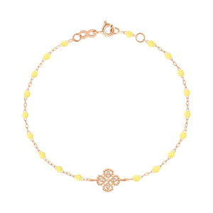 Gigi Clozeau - Bracelet mimosa Lucky Trèfle, Diamants, or rose, 17 cm