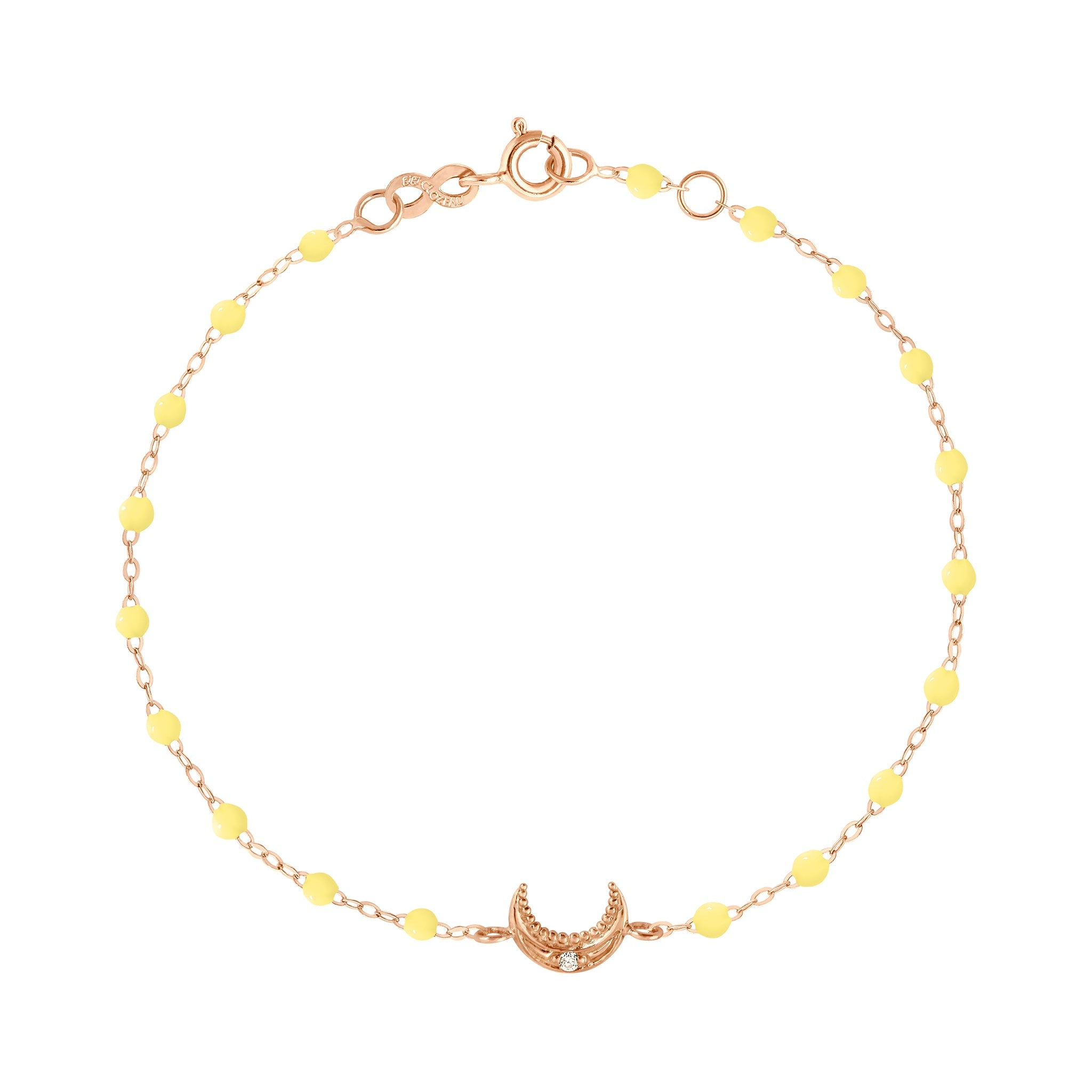 Gigi Clozeau - Bracelet mimosa Lune, diamants, or rose, 17 cm