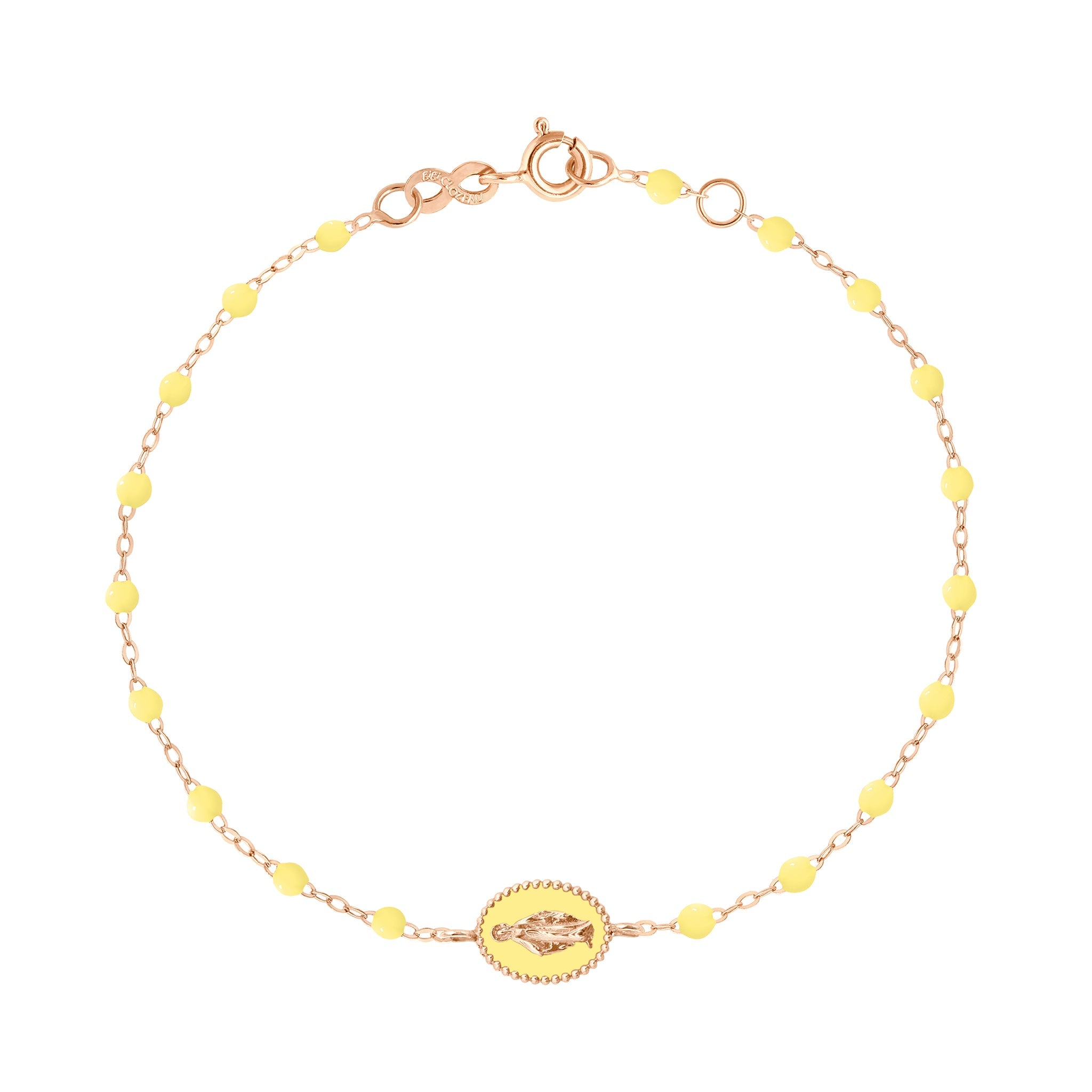 Gigi Clozeau - Bracelet mimosa Madone résinée, or rose, 17 cm