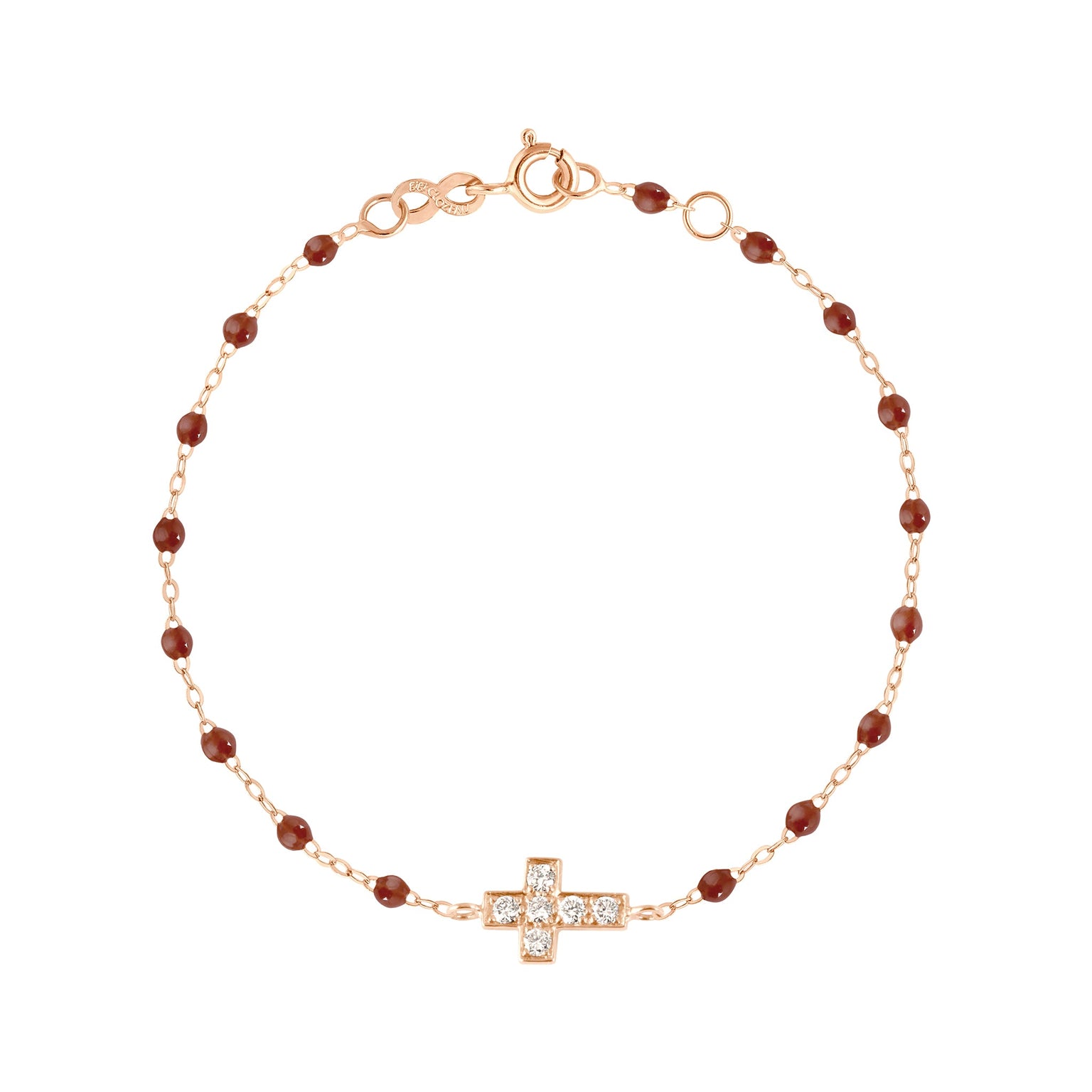 Gigi Clozeau - Bracelet moka Croix diamants, or rose, 17 cm