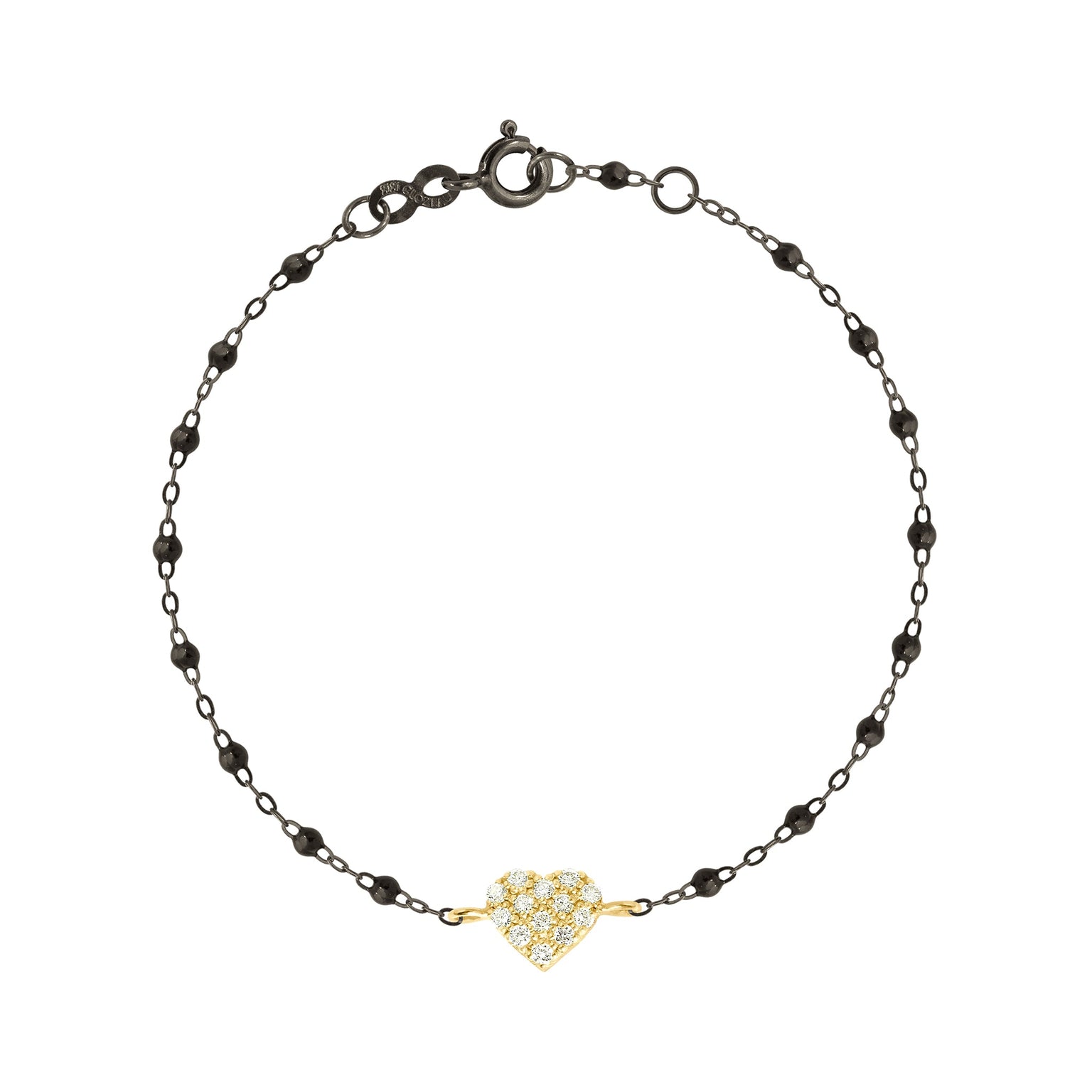 Gigi Clozeau - Bracelet noir In Love, diamants, or noir et jaune, 17 cm