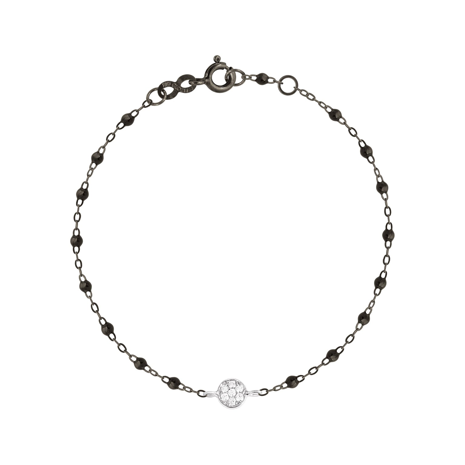 Gigi Clozeau - Bracelet noir Puce diamants, or noir et blanc, 17 cm