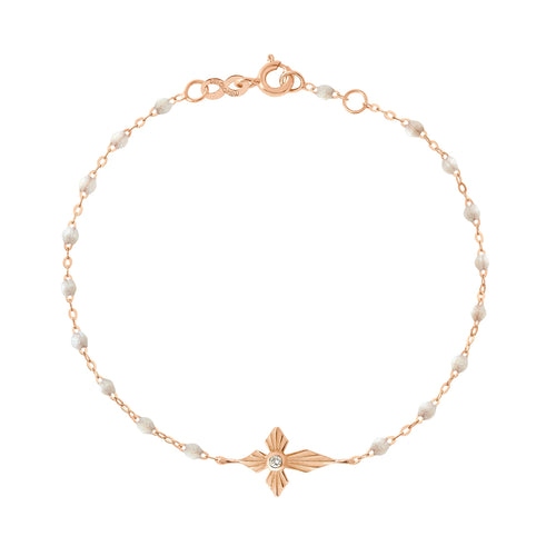 Gigi Clozeau - Bracelet opale Croix Lumière diamants, or rose, 17 cm