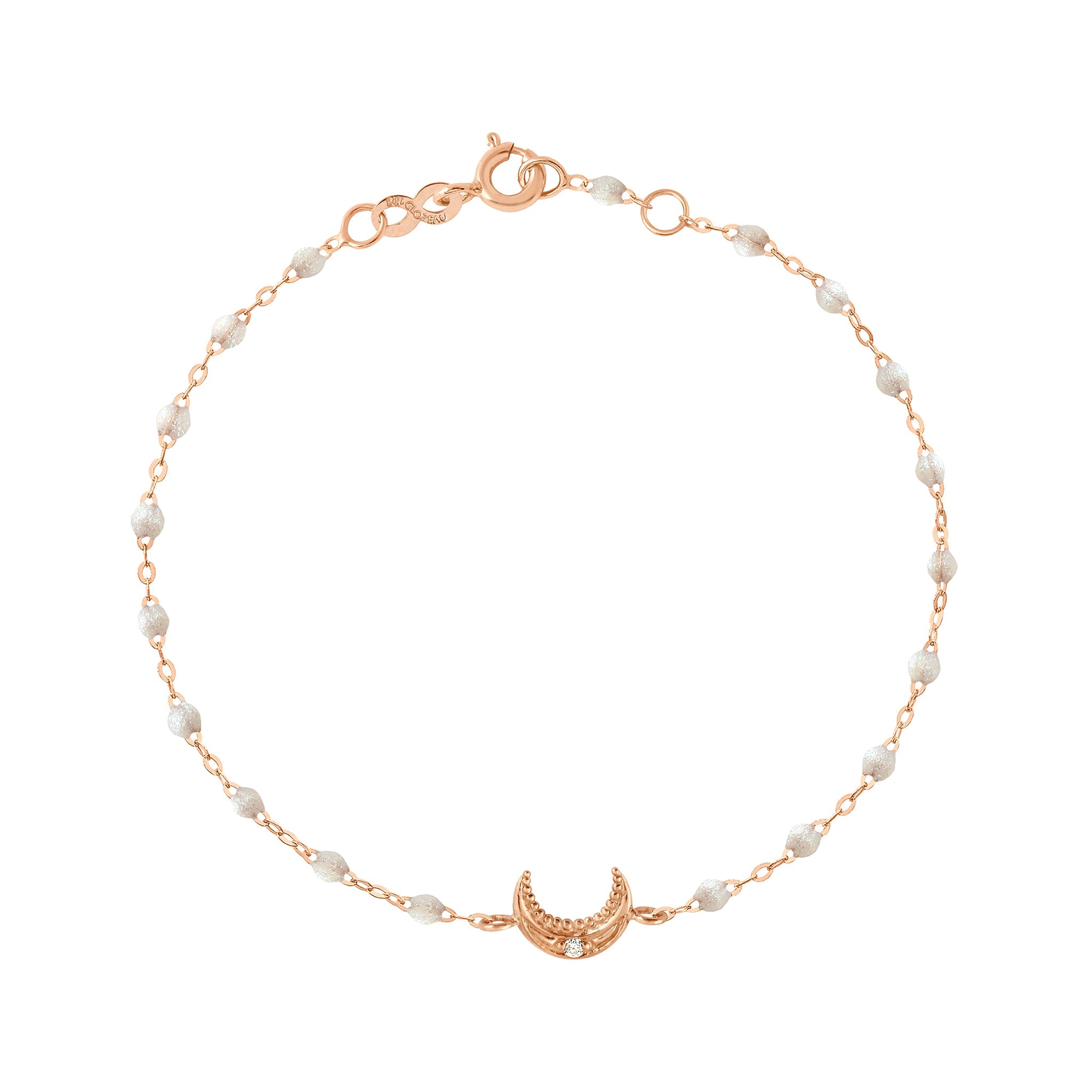 Gigi Clozeau - Bracelet opale Lune, diamant, or rose, 17 cm