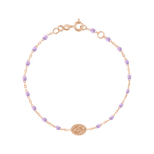 Gigi Clozeau - Bracelet parme Madone or rose, 17 cm 