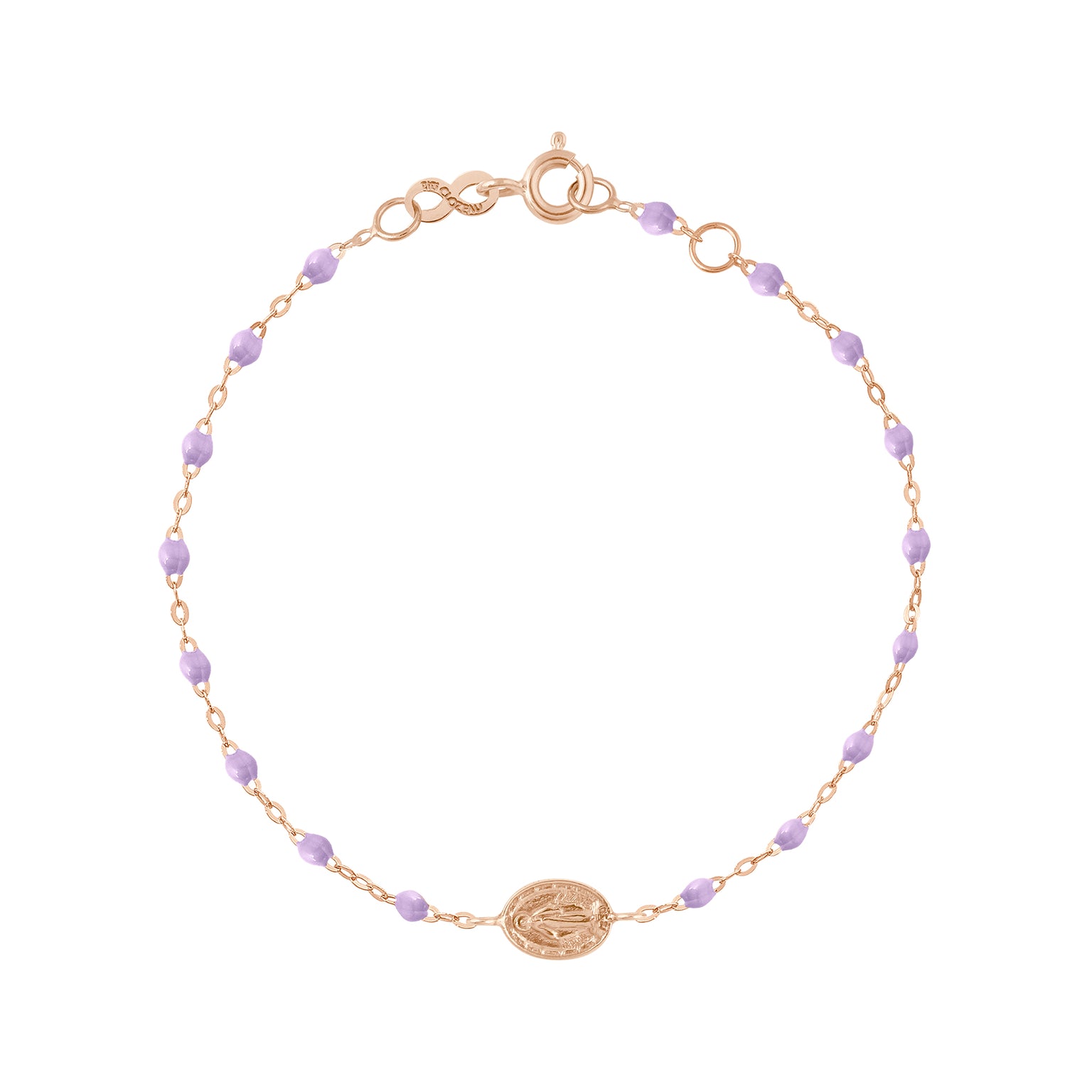 Gigi Clozeau - Bracelet parme Madone or rose, 17 cm 