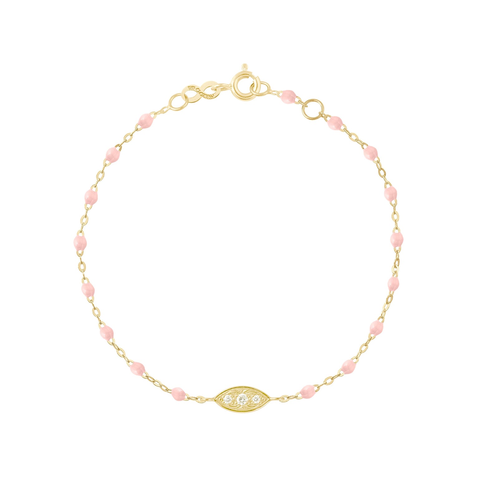 Gigi Clozeau - Bracelet rose bébé Clin d’œil diamants, or jaune, 17 cm
