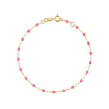 Gigi Clozeau - Bracelet rose fluo Classique Gigi, or jaune, 24 cm