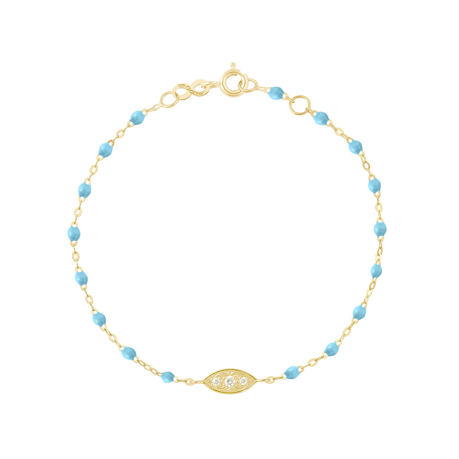 Gigi Clozeau - Bracelet turquoise Clin d’œil diamants, or jaune, 17 cm