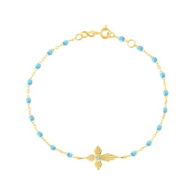 Gigi Clozeau - Bracelet turquoise Croix Lumière diamants, or jaune, 17 cm