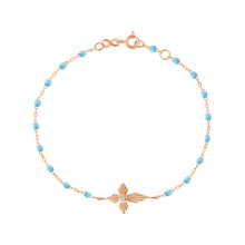 Gigi Clozeau - Bracelet turquoise Croix Lumière diamants, or rose, 17 cm