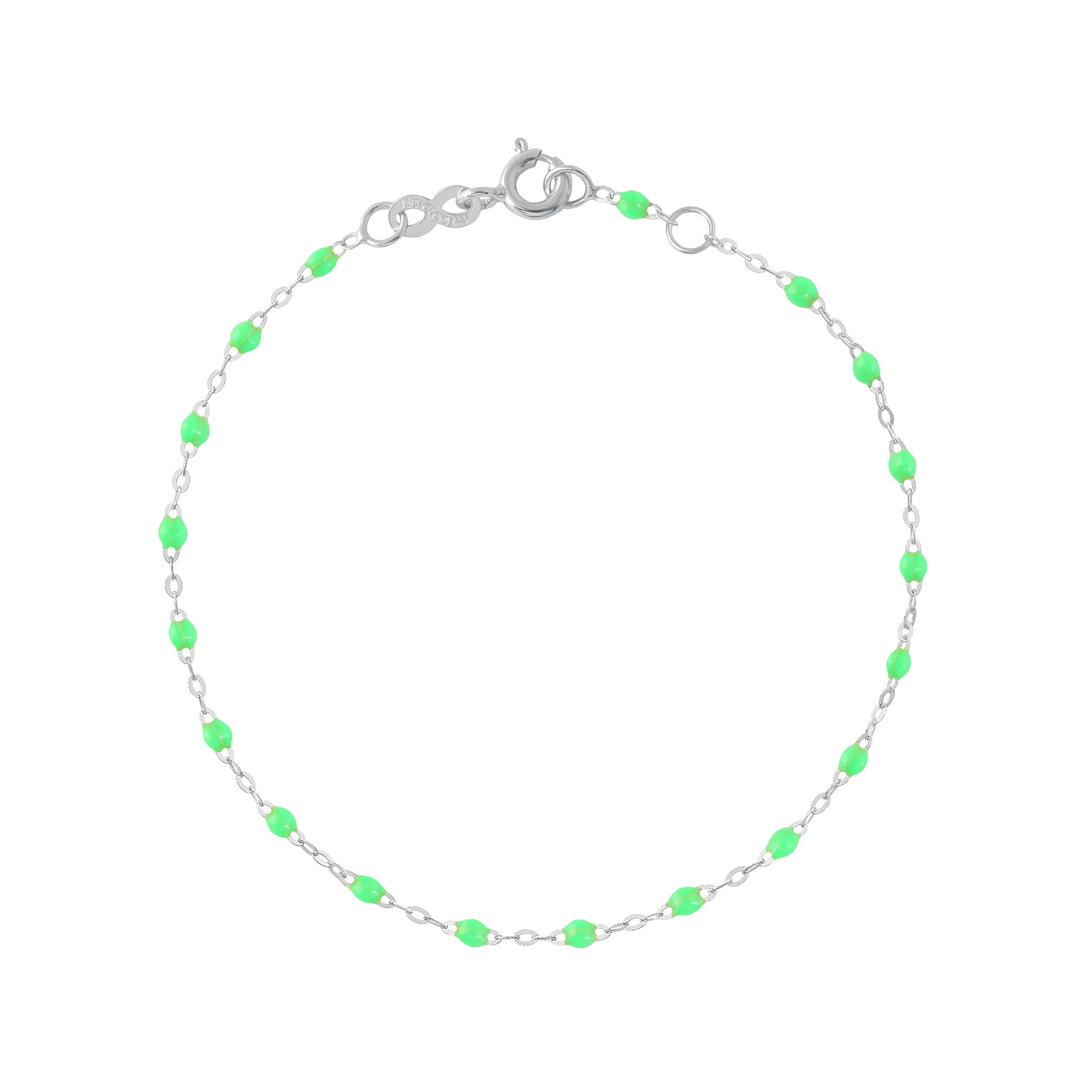 Gigi Clozeau - Bracelet vert fluo Classique Gigi, or blanc, 24 cm
