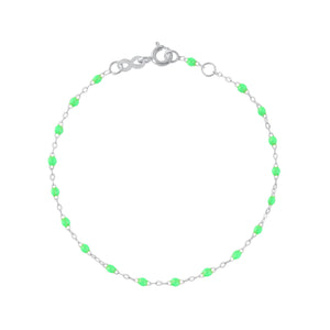 Gigi Clozeau - Bracelet vert fluo Classique Gigi, or blanc, 24 cm