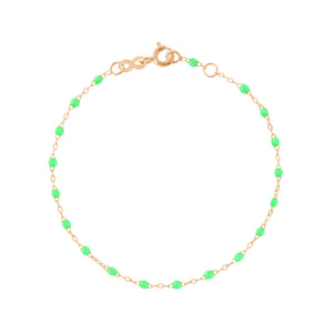 Gigi Clozeau - Bracelet vert fluo Classique Gigi, or rose, 24 cm