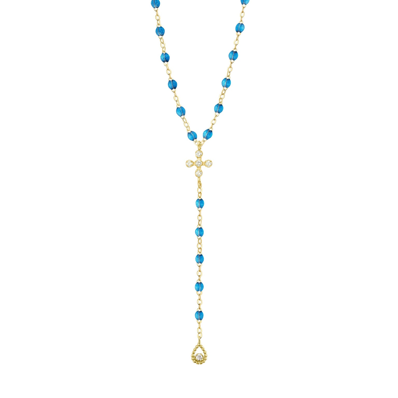 Gigi Clozeau - Chapelet azur Spark diamants, or jaune, 45 cm